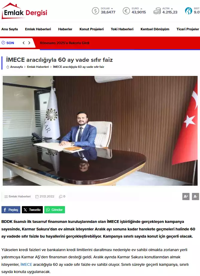 İMECE Aracılığıyla 60 Ay Vade Sıfır Faiz
