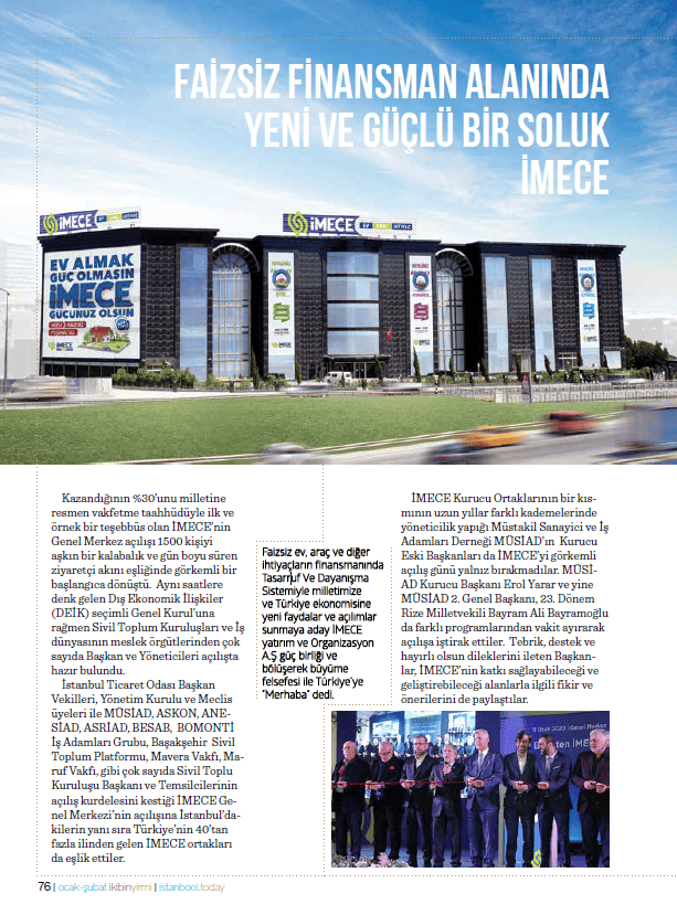 Faizsiz Finansman Alanında Yeni ve Güçlü Bir Soluk İMECE