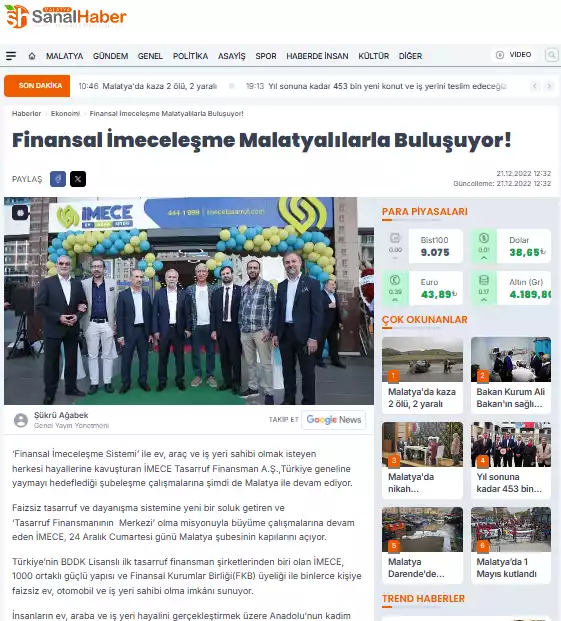 Finansal İmeceleşme Malatyalılarla Buluşuyor!