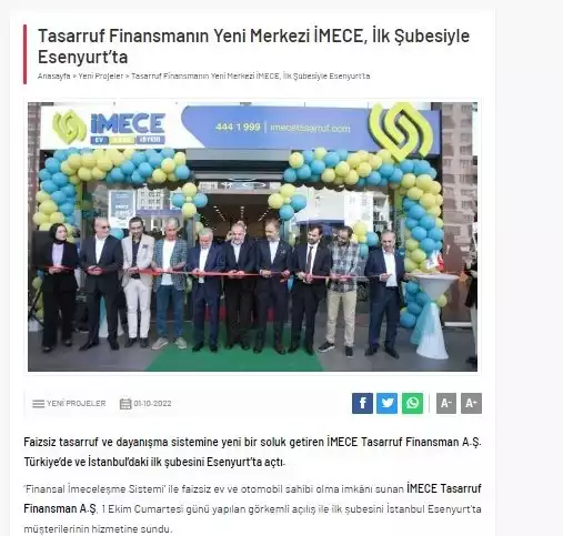 Tasarruf Finansmanın Yeni Merkezi İMECE, İlk Şubesiyle Esenyurt’ta